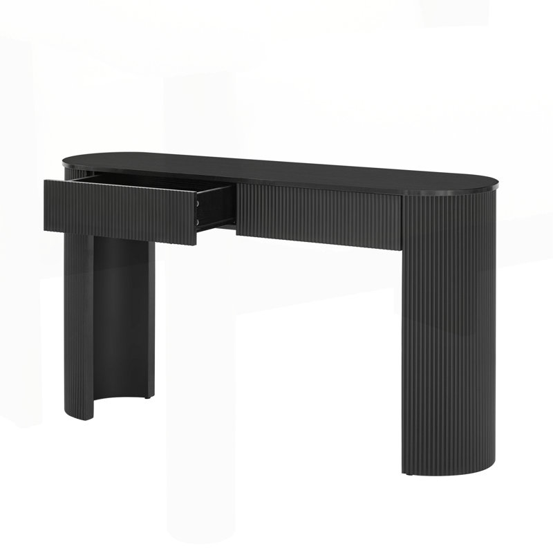Modern Fluted Design Console Table, Black