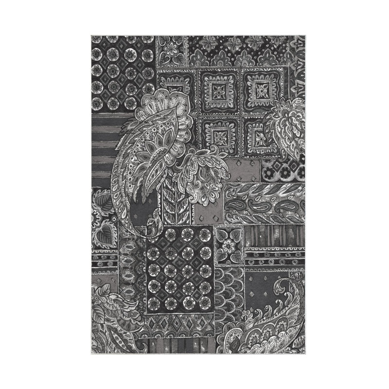 Tapis gris en polyester tissé à la machine Elveria, Tapis de couloir 3 pi 3 po x 6 pi 7 po