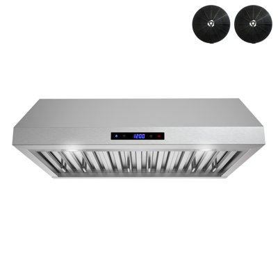 Streamline 30 In. T-1747-1-DL Magherno Ductless Undermount 406 CFM Range Hood In Brushed Stainless Steel With Baffle Filters, Touchpad Control, LED Lights