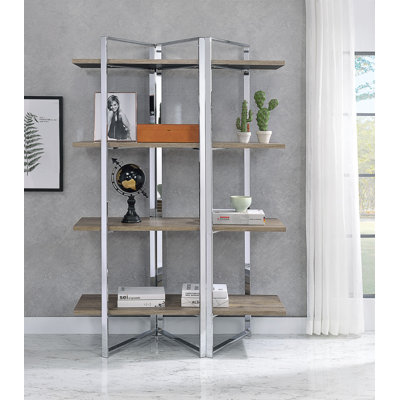 Bibliothèque avec 4 tablettes en bois pour un rangement ouvert élégant et fonctionnel.