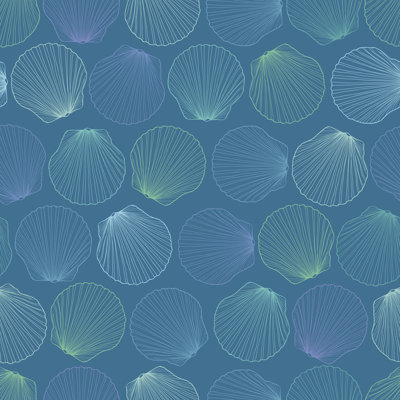 Seamless Pattern Of Seashells by Annykos - Wrapped Canvas Print