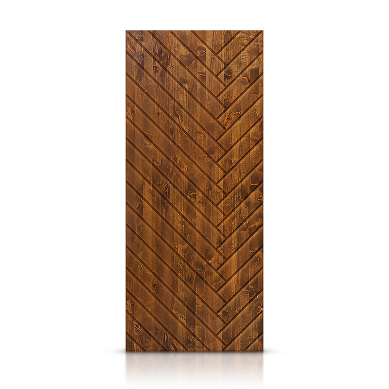 Porte à panneaux en bois massif et métal, Noyer, H 96 po x l 36 po