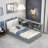 Lordina Bed with Upholstered Storage Headboard, Side Shelves and A Rotating Board-1065598210