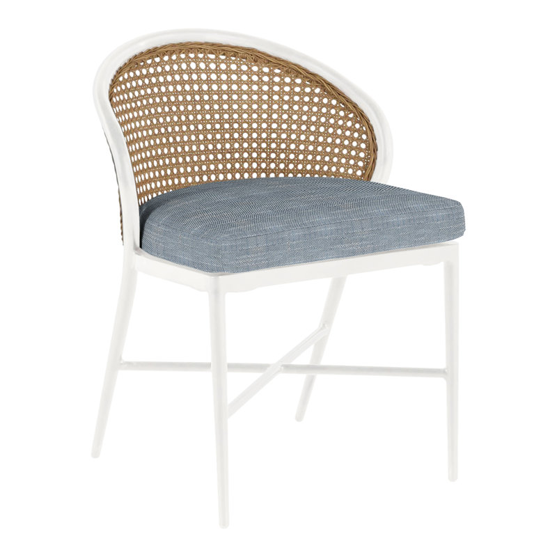 Havana Side Chair, Chalk, No Welt, Rollo Chambray