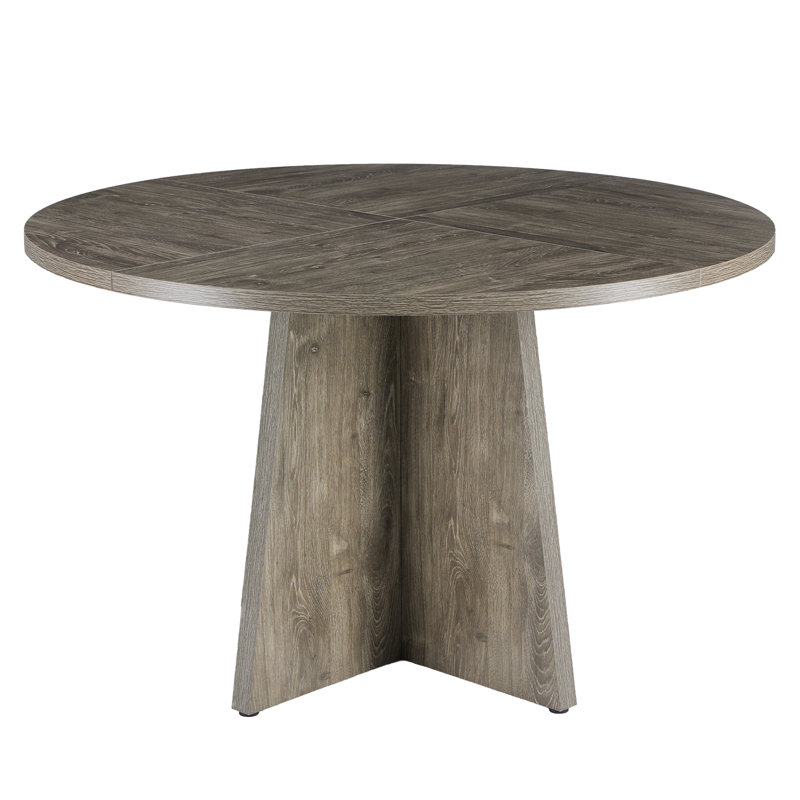 Round Dining Table for 4 Farmhouse Kitchen Table, Gray