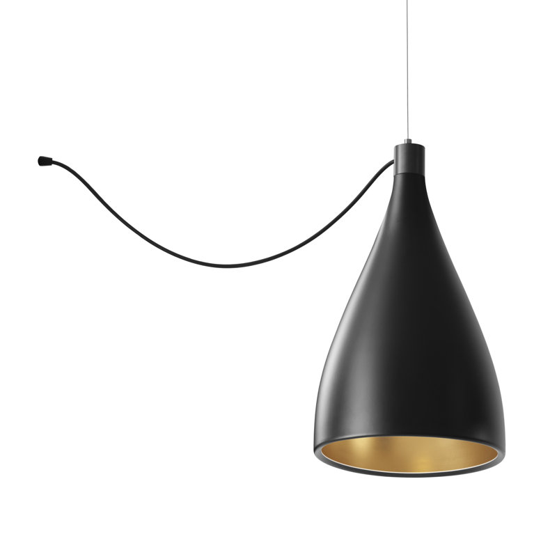 Swell String Single Pendant, Black/Brass
