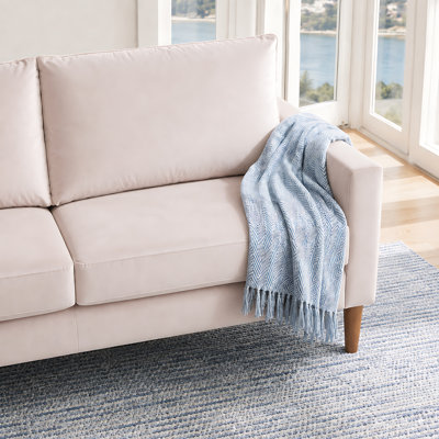 70" 3-Seat Velvet Sofa with Track Arms, Foam Cushions, Coil Spring Support and Wooden Legs for Living Room