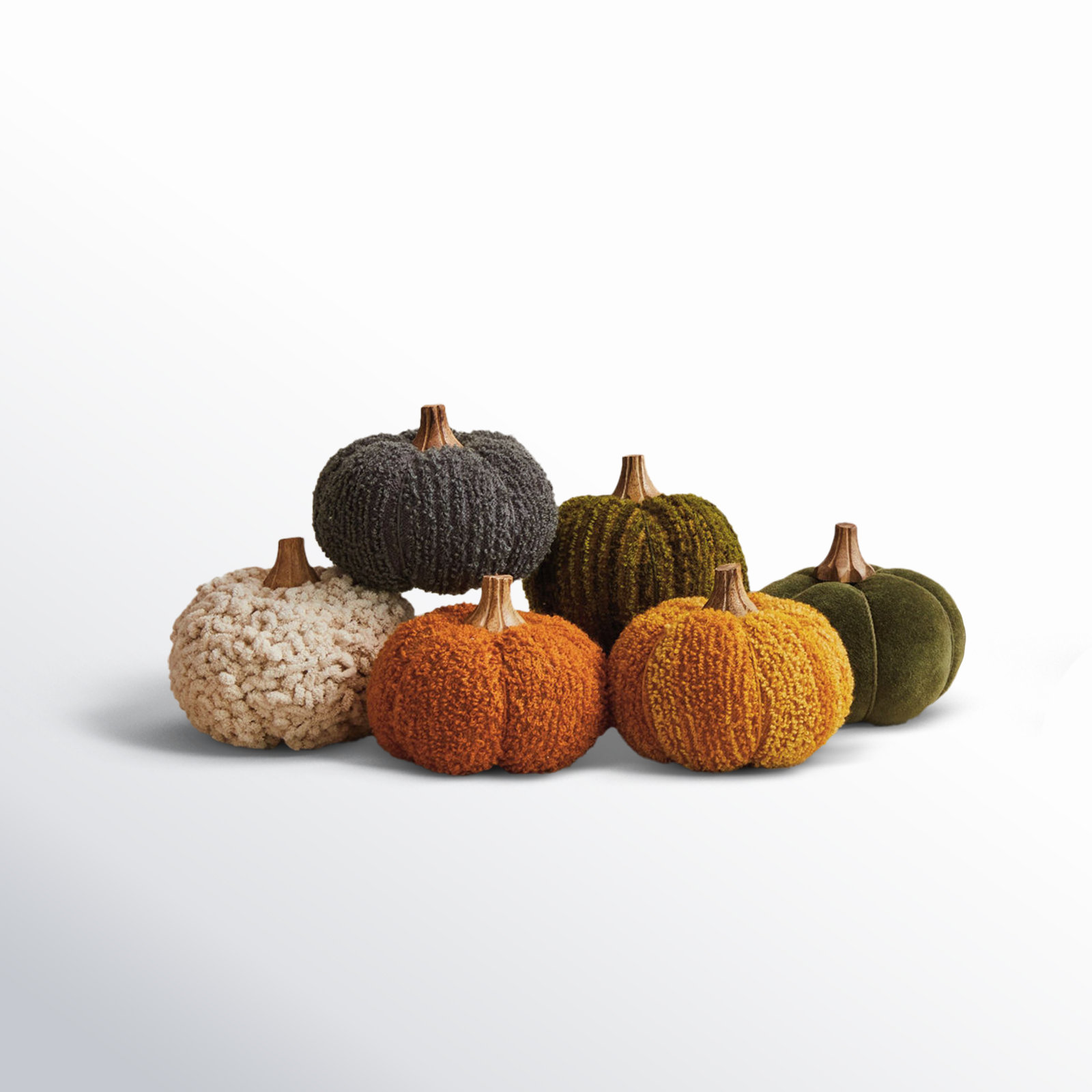 Boucle Velvet Pumpkin Holiday Accent, 4" H x 4.75" W x 4.75" D