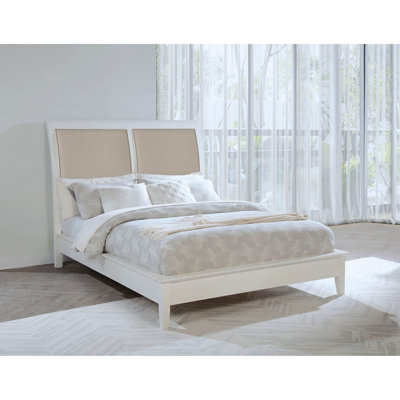 Talia White Upholstered Queen Bed