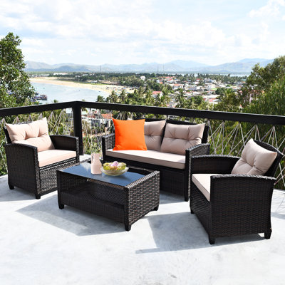 Andrene 4 - Person Patio Conversation Set with Cushions