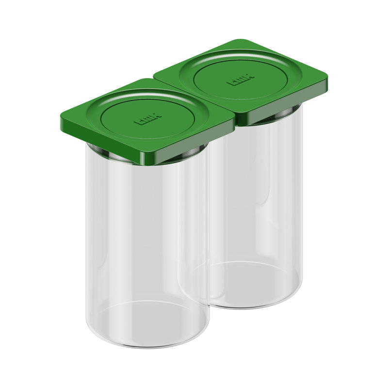 Boîte de conservation en verre pressé, format moyen, lot de 2, 1,6 L, Vert