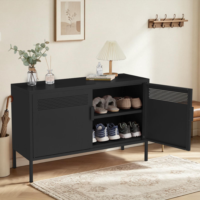 Armoire de rangement en métal avec 2 portes Locker | Tablette intérieure réglable, trous de ventilation, fermetures de porte magnétiques, pieds réglables antidérapants