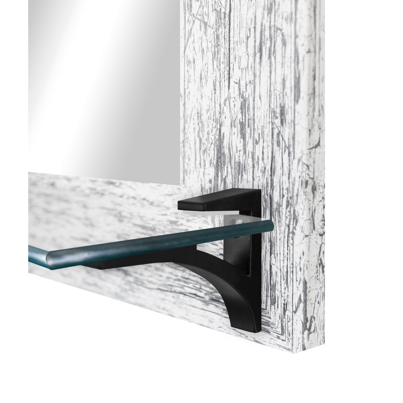 Miroir d'appoint Mowery, 21,5 po x 25,5 po, Blanc patiné / noir