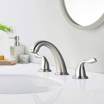 Robinet de salle de bain 8 "en nickel brossé - 3 trous, 2 poignées, laiton massif, aérateur silencieux, bonde escamotable incluse, poignée anti-éclaboussure, anti-éclaboussures avec assemblage