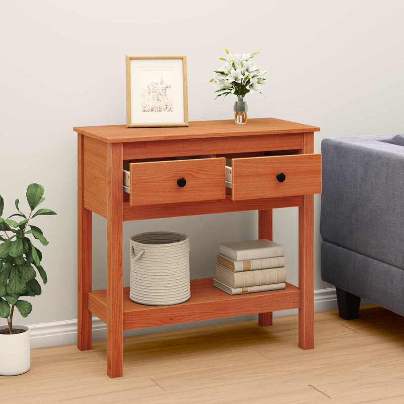 Solid Wood Top Console Table, 75cm H x 75cm W x 35cm D