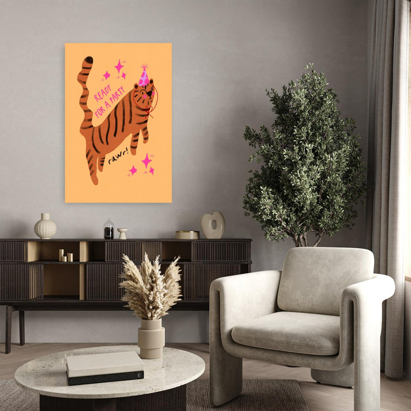 Art contemporain, chat, tigre, art contemporain, H 36 po x l 24 po