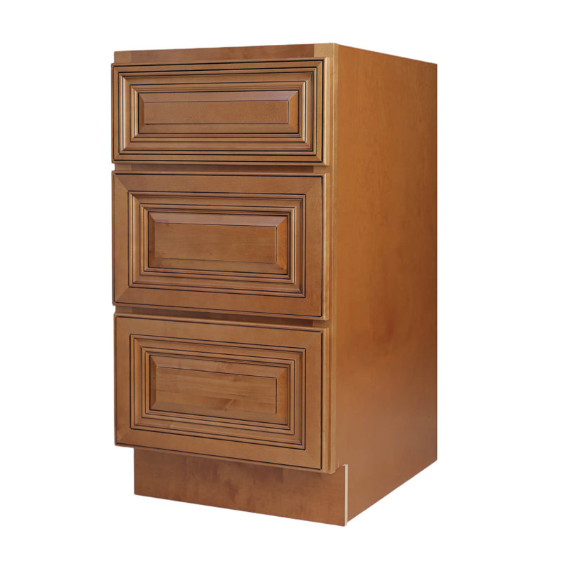 3 Drawers Coffee Glaze Bathroom Vanity Base Cabinet