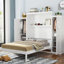 Lit double blanc avec deux garde-robes, plateforme stable et tablette pour armoire de chambre à coucher, étagère de rangement, chambre d'amis polyvalente,