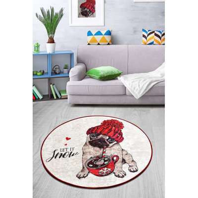 Stylish Round Carpet, 55.1 in Diameter, Soft 100% Polyester, 0.4 in Pile Height | Antibacterial, Non-Slip Underside, Machine Washable at 86°F | Ideal for Living Room, Bedroom, & Play Areas, Durable & Easy to Maintain
