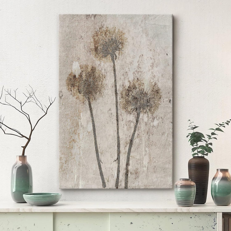 «Grunge Dandelion Flower Silhouettes» sur toile, H 24 po x l 16 po, Toile tendue