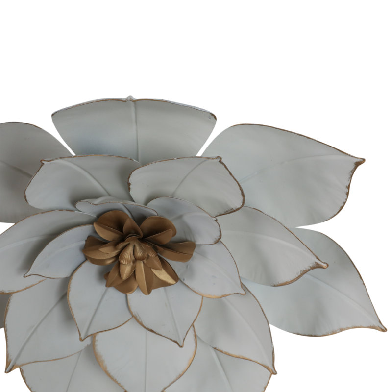 Metal Floral Wall Decor with Layered Petal Design, Modern Glam Wall Accent for Interiors, 3" H x 14" W x 14" D