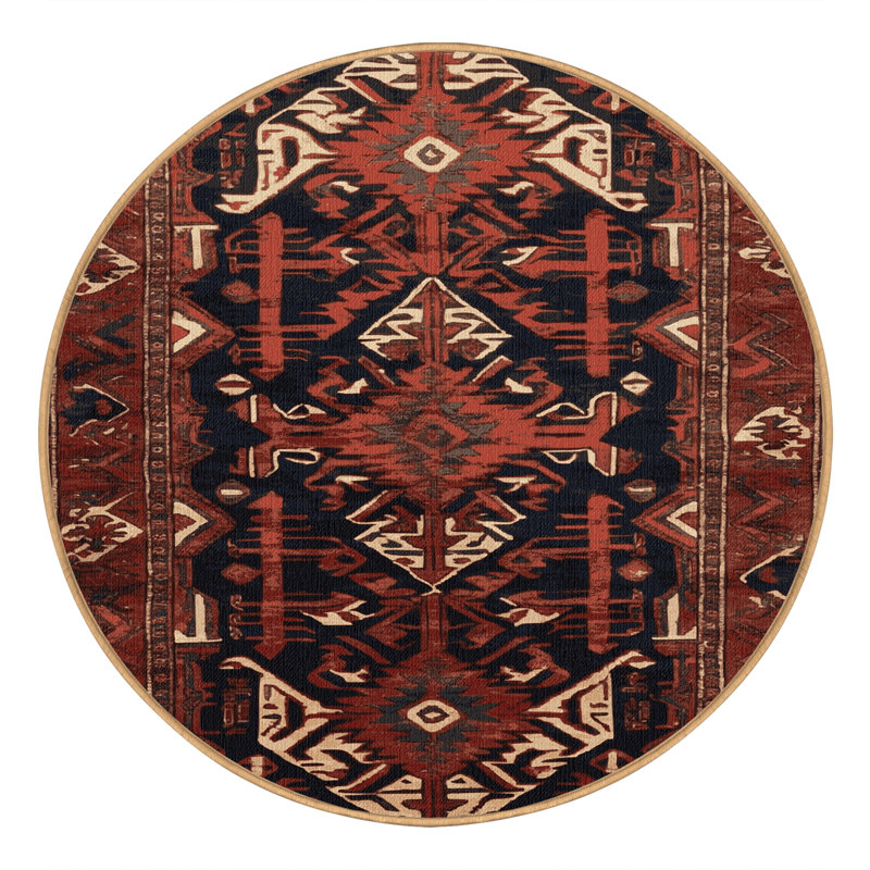 Tapis brun lavable à la machine, Rond 5 pi