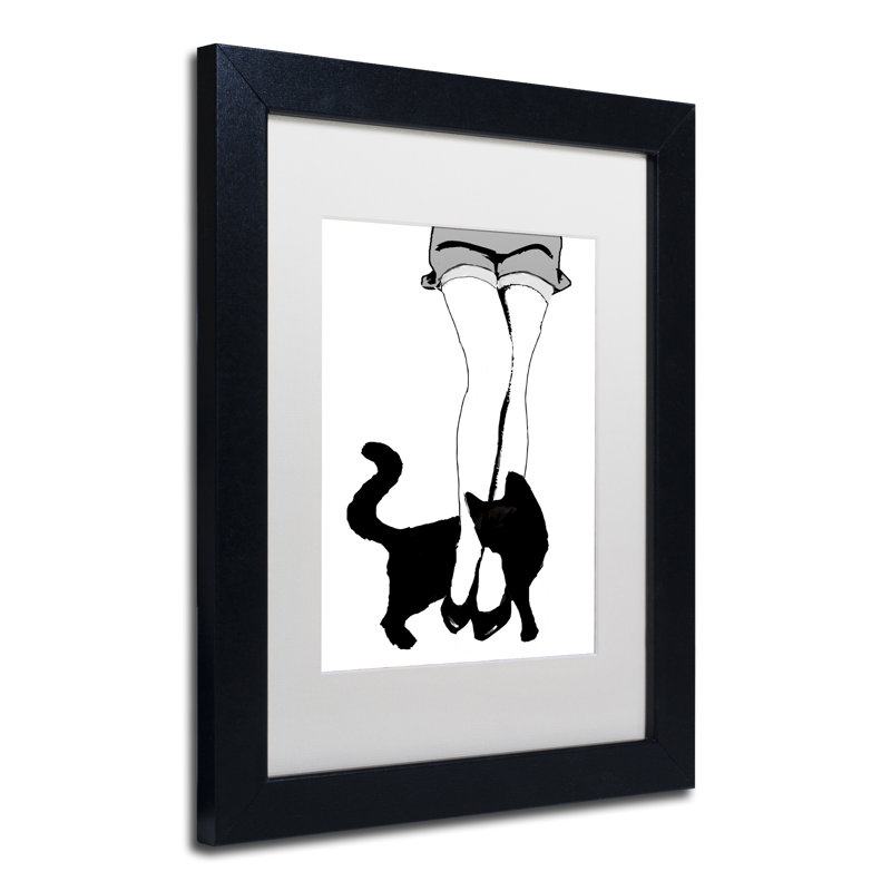 Jadaya «Black Cat», impression encadrée, H 14 po x l 11 po x P 0,5 po, Blanc