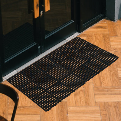 36 X 36 In. Interlocking Rubber Floor Mat Non-Slip Outdoor Shower Pool Drainage Mat In Black