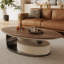 Luxury-Style Oval Solid Wood Coffee Table-1295675113