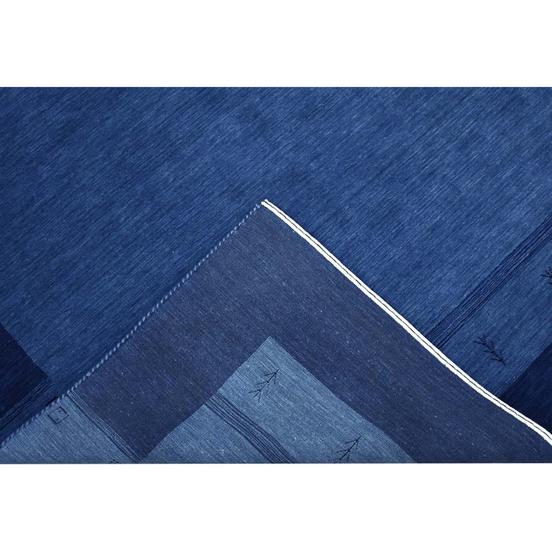 Tapis bleu de haute qualité noué à la main, Rectangulaire 8 pi x 10 pi