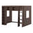 Queen Size Wooden Loft Bed With Storage Cabinets And Shelves-1154270857