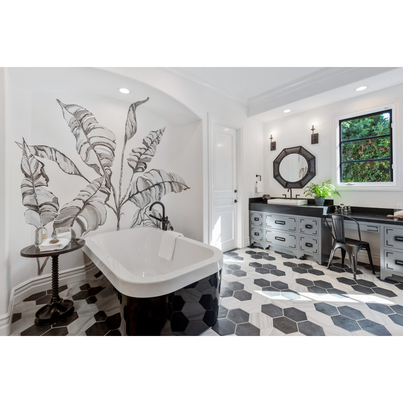 Elizabeth 72'' L Freestanding Soaking Bathtub, Satin Nickel
