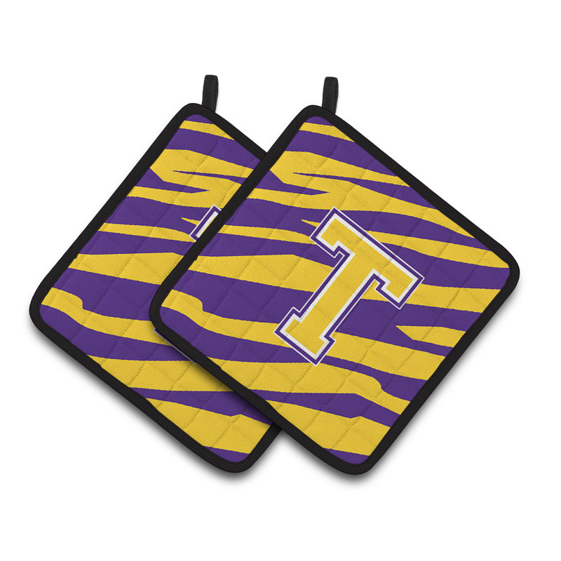 Tiger Stripe Potholder, Violet / Or, T