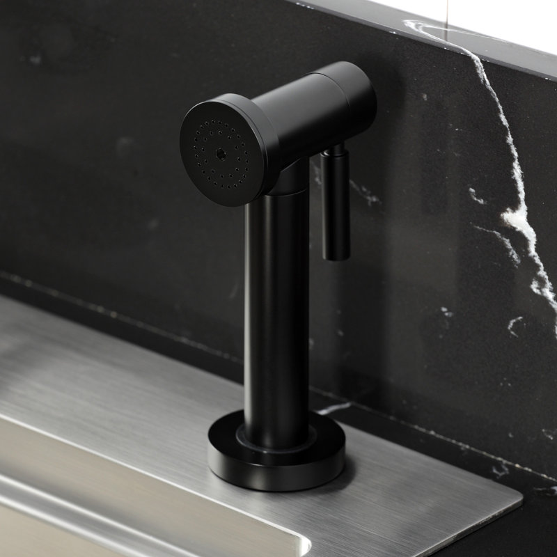 Robinet de cuisine à fixation sur comptoir à poignée simple Kingston Brass Levante, Noir mat