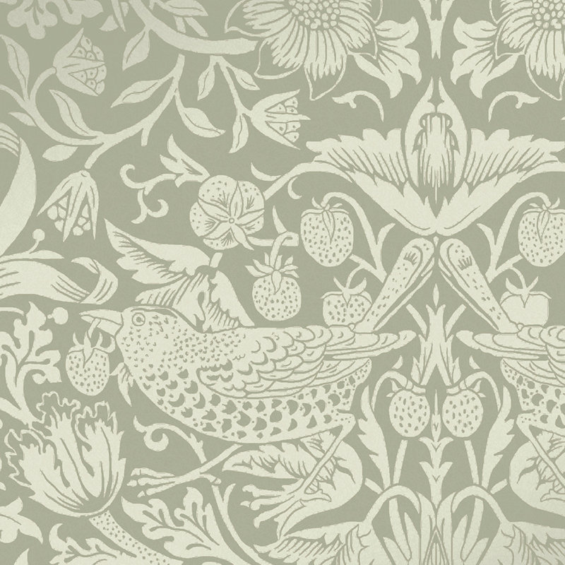 William Morris At Home SS24 Floral Wallpaper Double Roll, Fibrous Sage