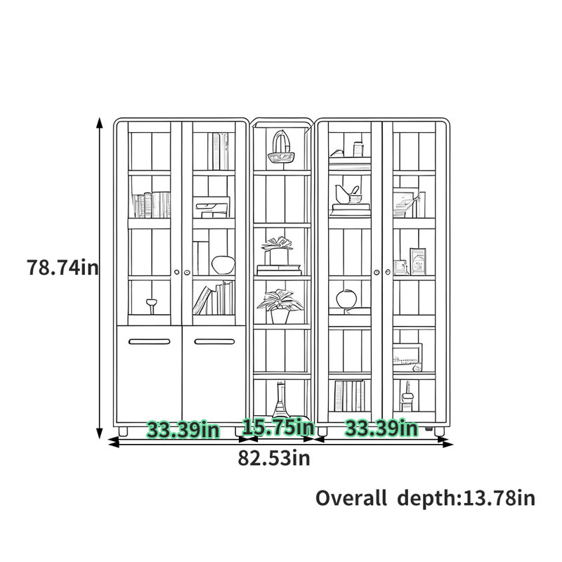 American Style Minimalist Floor Standing Bookcase
