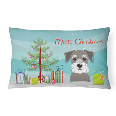  Christmas Tree and Schnauzer Fabric Indoor/Outdoor Throw Pillow