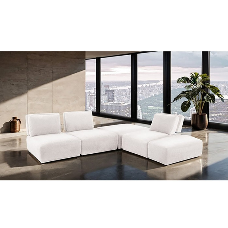 Canapé modulaire 5 pièces Cotens, Blanc