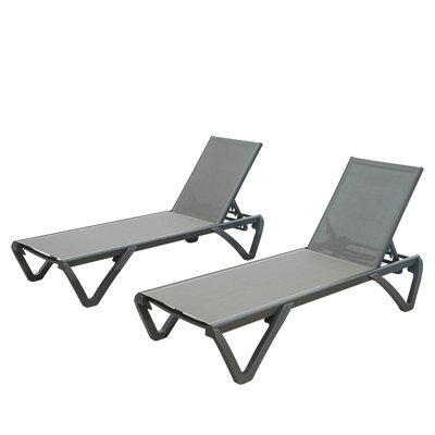 Patio Chaise Lounge Outdoor Aluminum Polypropylene Chair With Adjustable Backrest