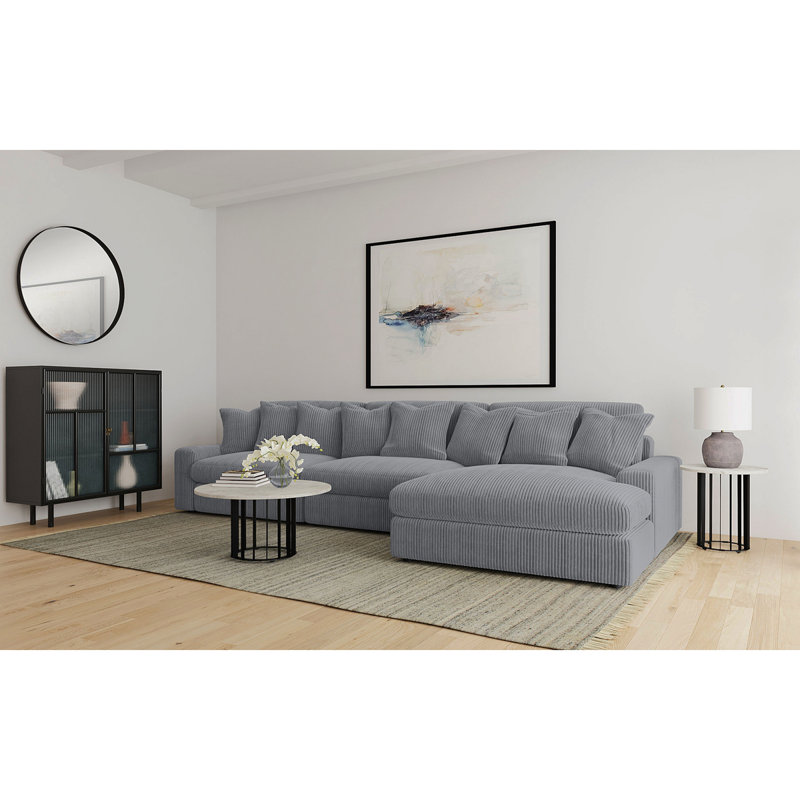 Canapé modulaire rembourré Cassidy Fog, Mélange de polyester brouillard