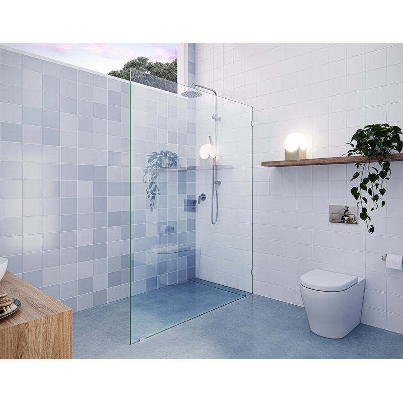 Vela 55 in. x 78 in. Fully Frameless Single Fixed Shower Panel, Polished Chrome