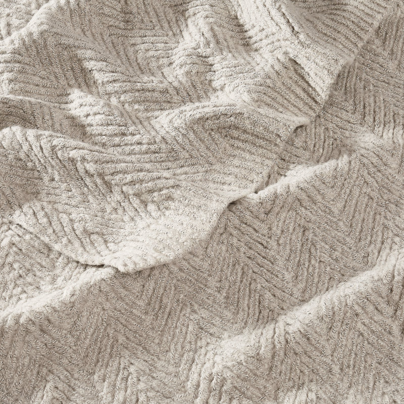 Frye Chevron Faux Mohair Throw Blanket, Oatmeal
