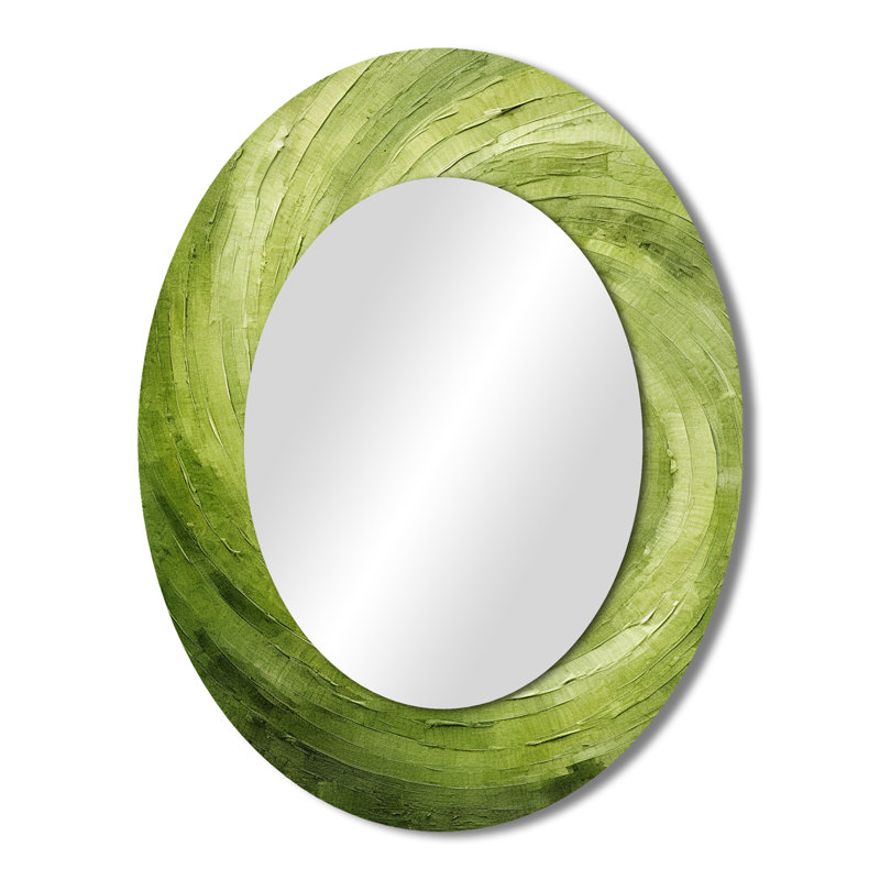 Green Orbit Spiral - Miroir mural ovale moderne vert, 43 po x 33 po