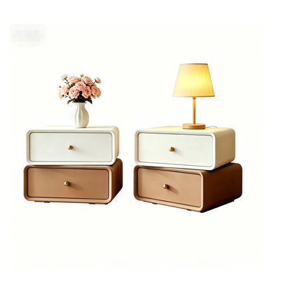 19.7" Wide Modern Two Nightstand ,Two Drawers Beside Table.Set
