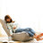 Adjustable Reclining Floor Chair For Bedroom, Dorm, - Space Saving Multifunctional Ideal Relaxing Gray Linen Filled