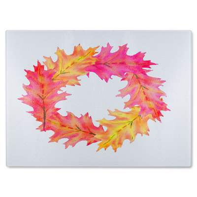 Autumn Reath Glass Chopping Board