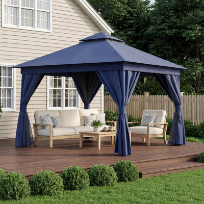 Yardgrace 10'X10' Soft-top Double-Roofed Steel Patio Gazebo