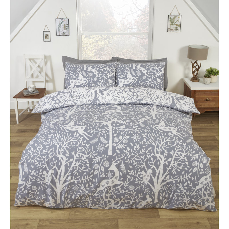 Magical Woods Festive Duvet Cover Set, Grey, Double Duvet Cover + 2 Standard Pillowcases