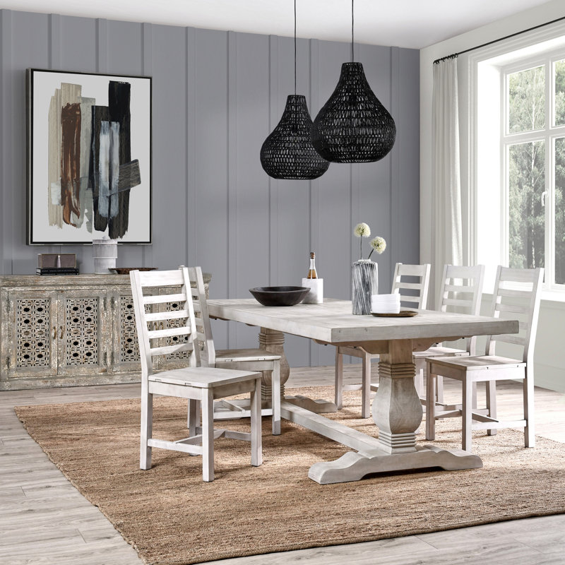 Table 94 po, bois massif, motif rustique, texture patinée
