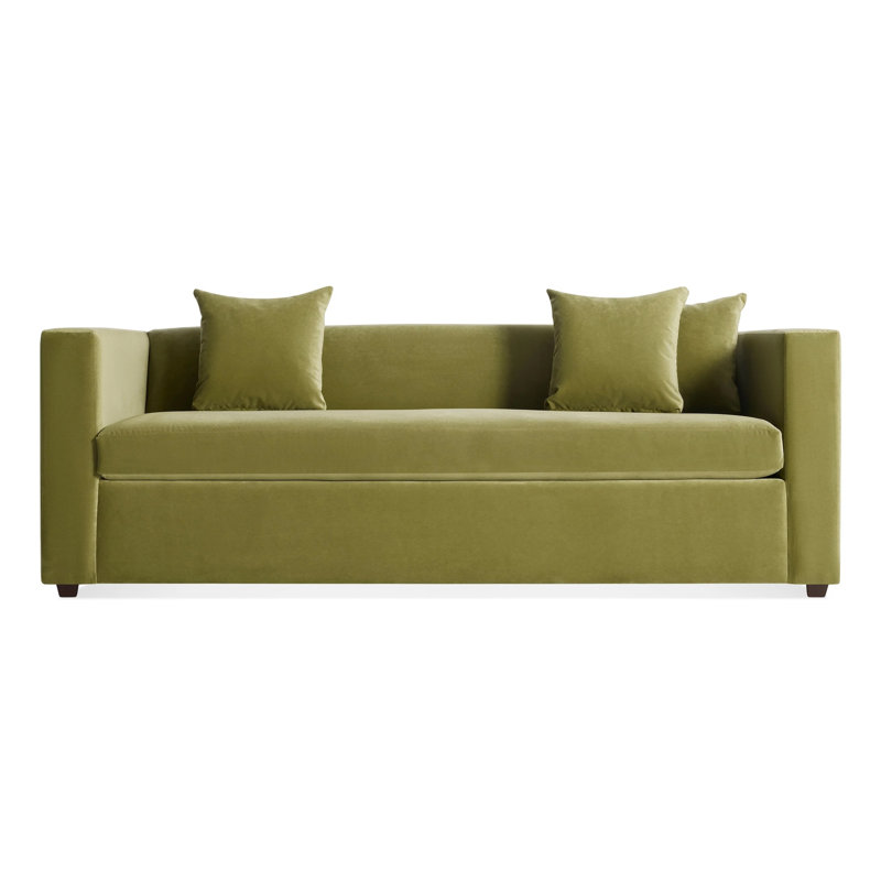 Mono 81'' Upholstered Sleeper Sofa, Loden Green Velvet Polyester Blend, Grasshopper